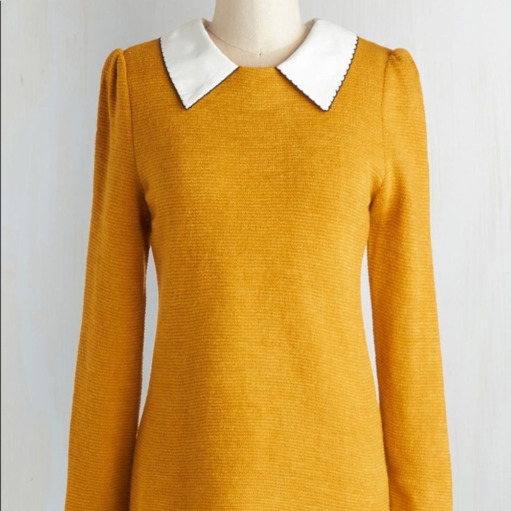 Large Modcloth Wine Appreciation Goldenrod Sweater
